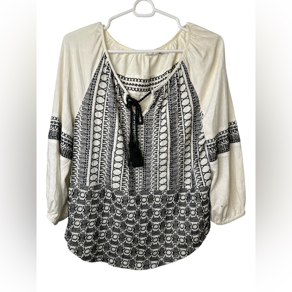 Anthropologie Akemi + Kin Women's Embroidered Boho Blouse Shirt Top Small - Picture 1 of 8